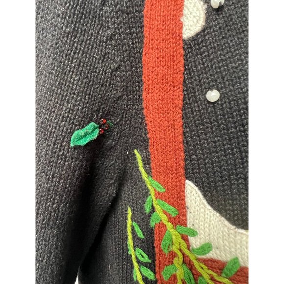 Hampshire Studio Christmas Holiday Cardigan Sm Blk Santa 55% Ramie, 45% Cotton - Picture 16 of 16